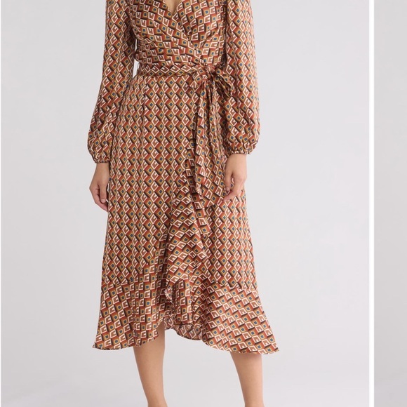 Tahari ASLLong Sleeve Faux Wrap Dress - Picture 3 of 4